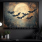Halloween Flying Bats Canvas Painting, When The Moon Calls The Night Spooky Season Wall Art Decor, Halloween Poster Gift For Bats Lovers