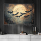Halloween Flying Bats Canvas Painting, When The Moon Calls The Night Spooky Season Wall Art Decor, Halloween Poster Gift For Bats Lovers