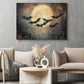 Halloween Flying Bats Canvas Painting, When The Moon Calls The Night Spooky Season Wall Art Decor, Halloween Poster Gift For Bats Lovers