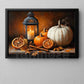 Halloween Candle And Pumpkin Canvas Painting, White Pumpkin Warm Hearts Spooky Season Wall Art Decor, Halloween Poster Gift For Pumpkins Lover