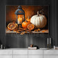 Halloween Candle And Pumpkin Canvas Painting, White Pumpkin Warm Hearts Spooky Season Wall Art Decor, Halloween Poster Gift For Pumpkins Lover