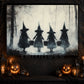 Halloween Witch Kid Canvas Painting, Sisters Of The Misty Woods Wall Art Decor, Spooky Season Poster Gift For Witch Lover