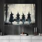 Halloween Witch Kid Canvas Painting, Sisters Of The Misty Woods Wall Art Decor, Spooky Season Poster Gift For Witch Lover