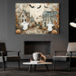 Halloween Ghost And Pumpkin Canvas Painting, Haunted Village Spooky Season Wall Art Decor, Halloween Poster Gift For Ghost Lovers