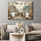 Halloween Ghost And Pumpkin Canvas Painting, Haunted Village Spooky Season Wall Art Decor, Halloween Poster Gift For Ghost Lovers