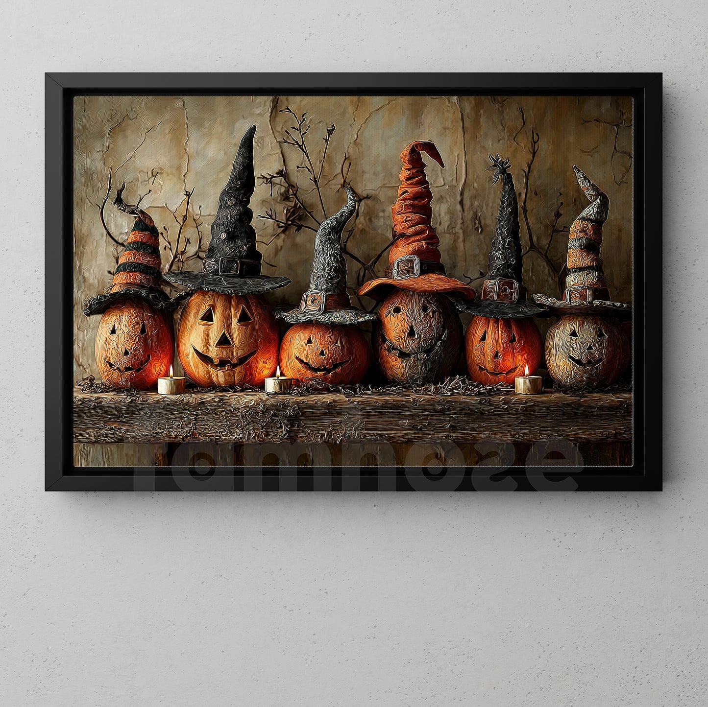 Halloween Pumpkin Witches Canvas Painting, Witchy Pumpkin Wall Art Decor, Spooky Season Poster Gift For Witch Lovers