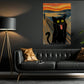 Funny Halloween Black Cat Canvas Painting,The Scream Cat Wall Art Decor Spooky Season Poster Gift For Cat Lovers