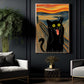 Funny Halloween Black Cat Canvas Painting,The Scream Cat Wall Art Decor Spooky Season Poster Gift For Cat Lovers