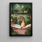 Funny T-Rex Bathroom Canvas Painting, Relaxing Dinosaur Wall Art Decor, Restroom Poster Gift For T-Rex Lovers