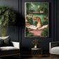 Funny T-Rex Bathroom Canvas Painting, Relaxing Dinosaur Wall Art Decor, Restroom Poster Gift For T-Rex Lovers