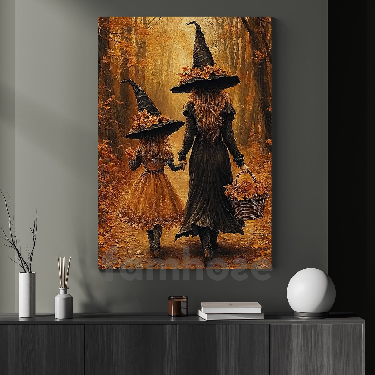 Halloween Witch Canvas Painting, Like Mother Like Witch Wall Art Decor Spooky Season Poster Gift For Witch Lover
