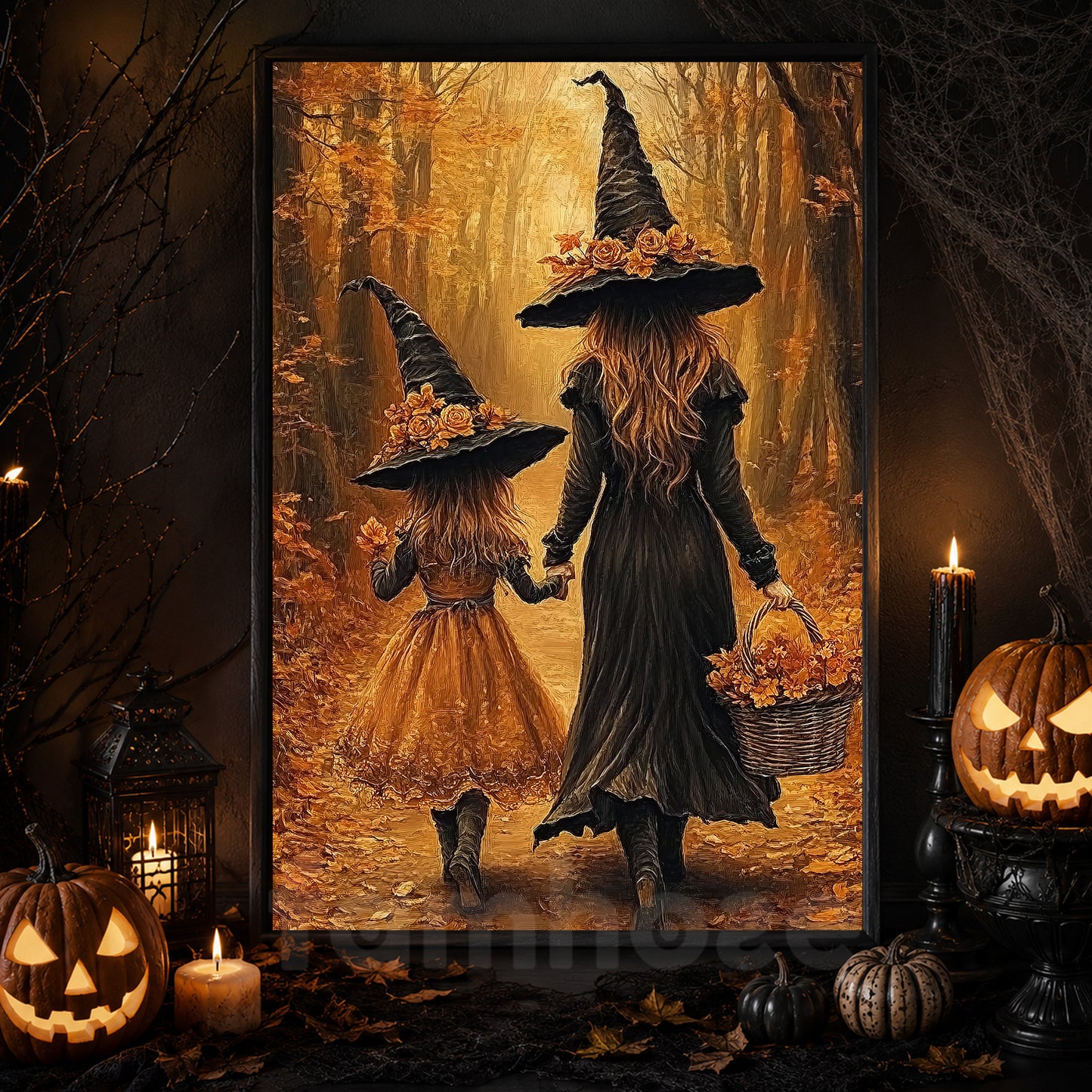 Halloween Witch Canvas Painting, Like Mother Like Witch Wall Art Decor Spooky Season Poster Gift For Witch Lover