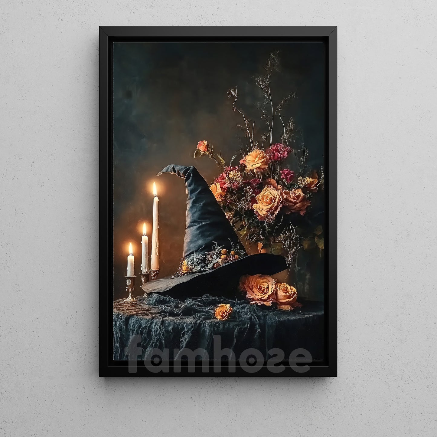 Halloween Witch Hat Canvas Painting, The Witch's Forgotten Hat Spooky Season Wall Art Decor, Halloween Poster Gift For Witch Lover