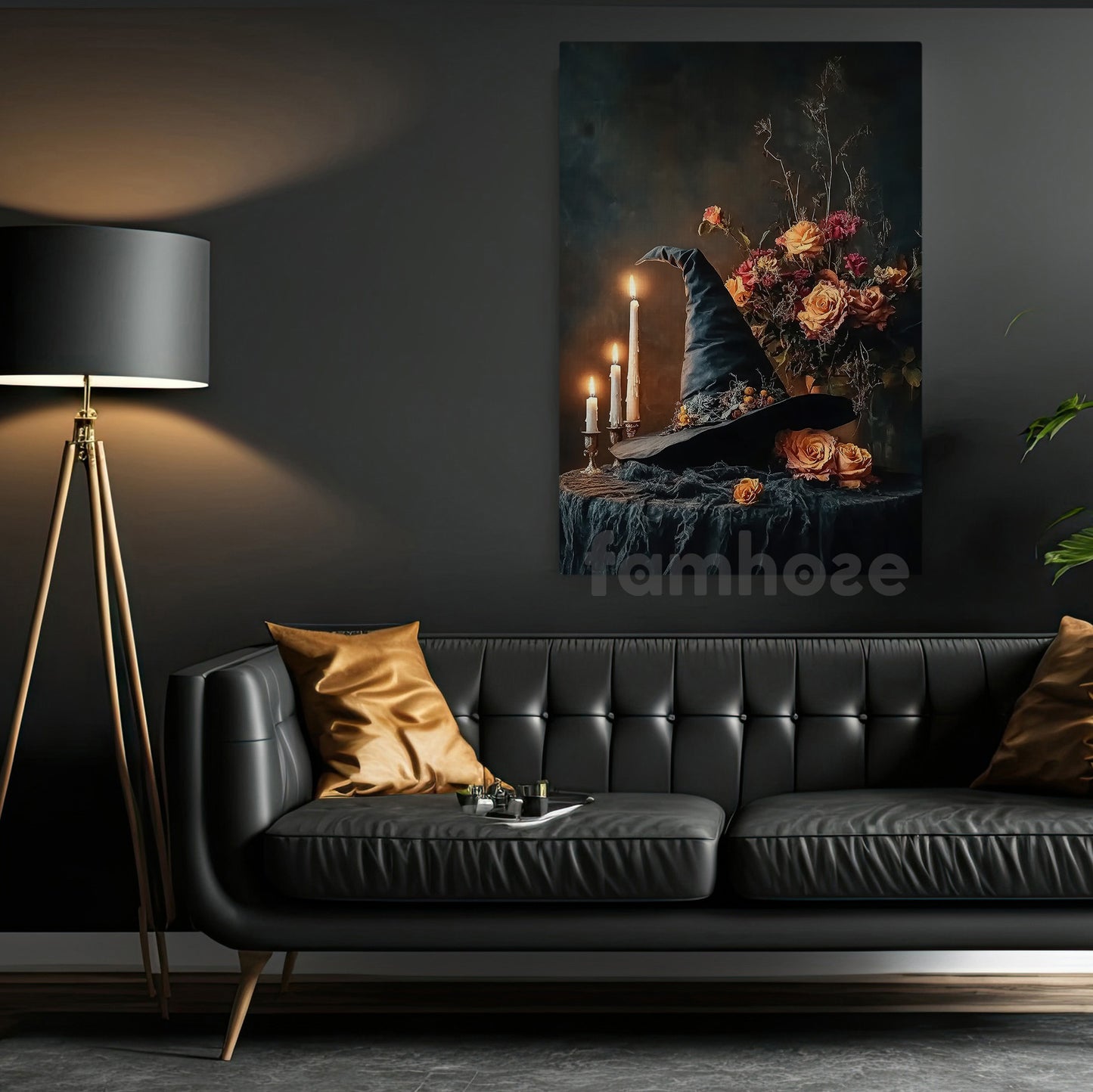 Halloween Witch Hat Canvas Painting, The Witch's Forgotten Hat Spooky Season Wall Art Decor, Halloween Poster Gift For Witch Lover