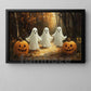 Halloween Three Ghost Canvas Painting, The Boo Crew Is Here Spooky Season Wall Art Decor, Halloween Poster Gift For Ghost Lover