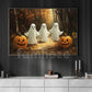 Halloween Three Ghost Canvas Painting, The Boo Crew Is Here Spooky Season Wall Art Decor, Halloween Poster Gift For Ghost Lover