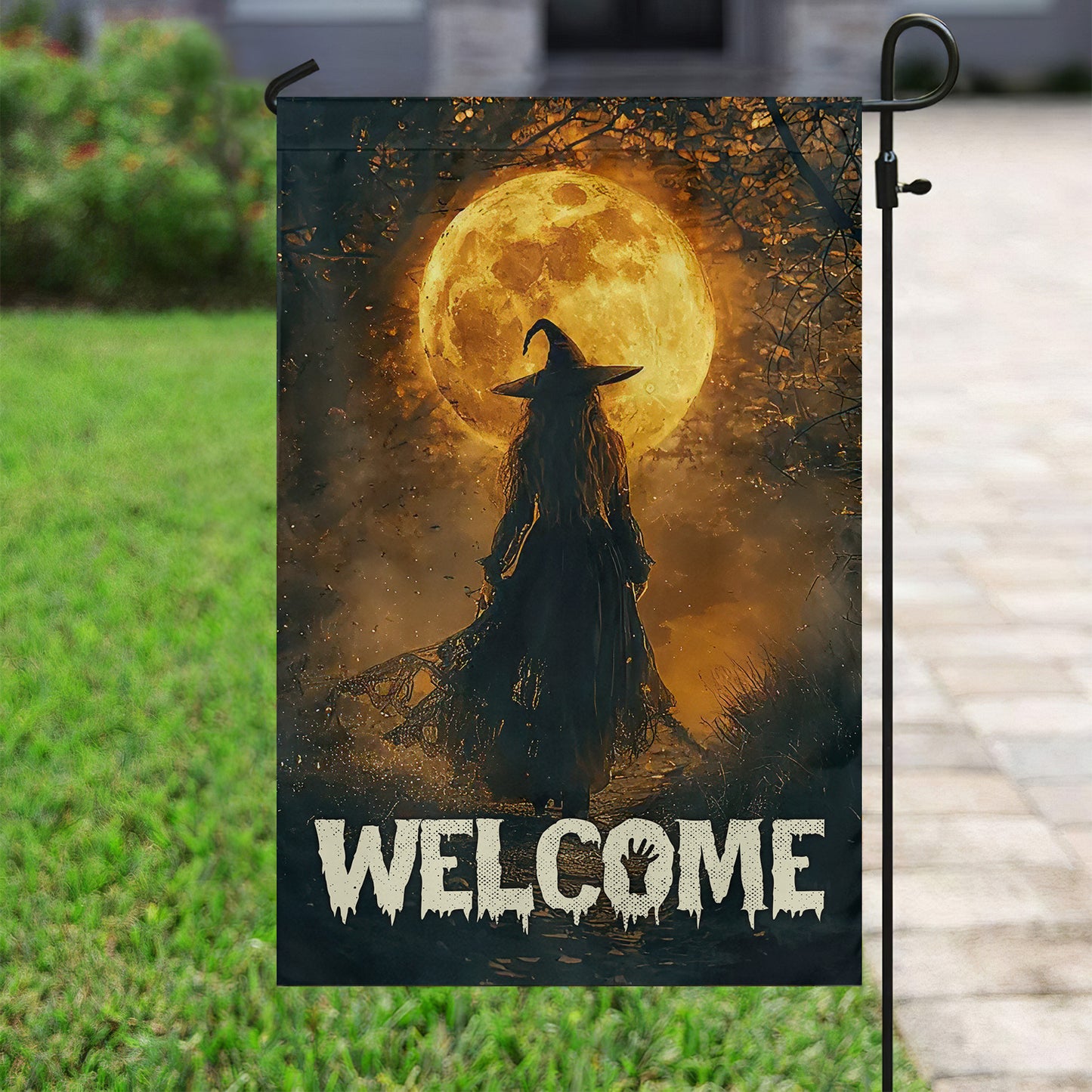 A Witch's Journey, Halloween Garden Flag & House Flag, Witch Outdoor Decor, Spooky Yard Decor Gift For Witch Lovers