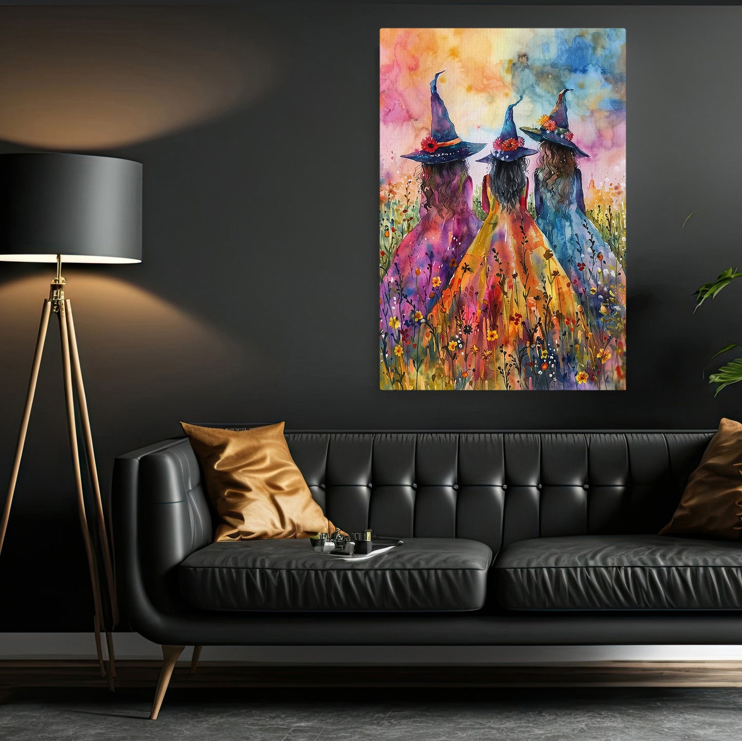 Gathering Of The Witches, Witches Canvas Painting, Spooky Season Wall Art Decor, Halloween Poster Gift For Witch Lovers