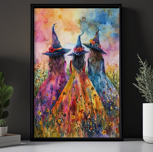 Gathering Of The Witches, Witches Canvas Painting, Spooky Season Wall Art Decor, Halloween Poster Gift For Witch Lovers