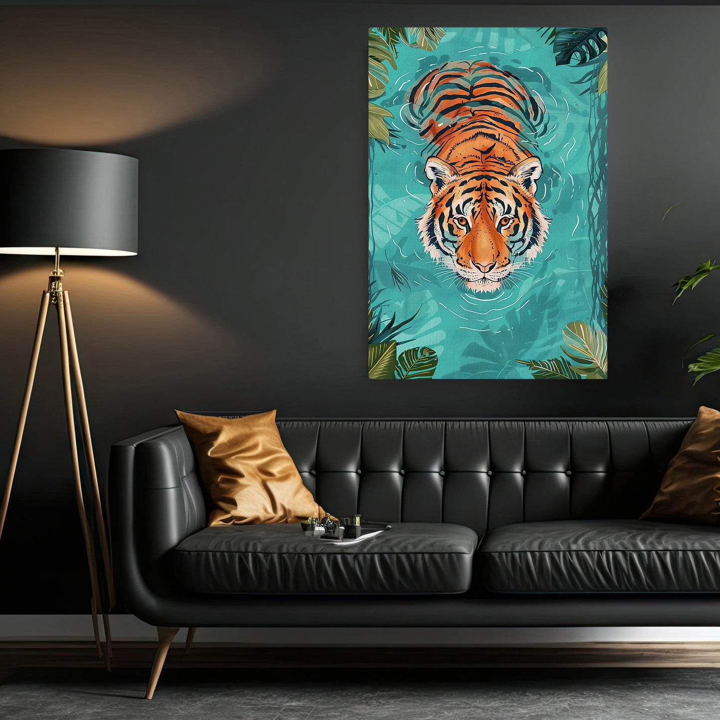 Majestic Reflections, Victorian Tiger Canvas Painting, Victorian Animal Wall Art Decor, Poster Gift For Tiger Lovers