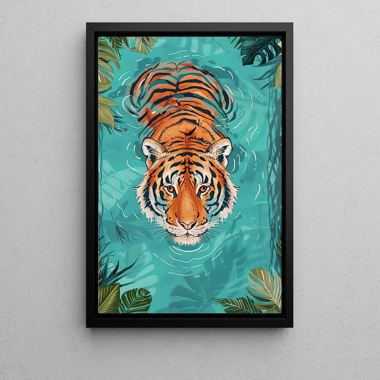 Majestic Reflections, Victorian Tiger Canvas Painting, Victorian Animal Wall Art Decor, Poster Gift For Tiger Lovers