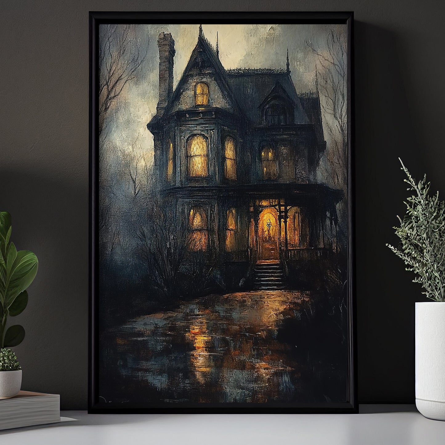 Whispers From The Old Mansion, Mystery Canvas Painting, Spooky Season Wall Art Decor, Halloween Poster Gift For Old House Lovers