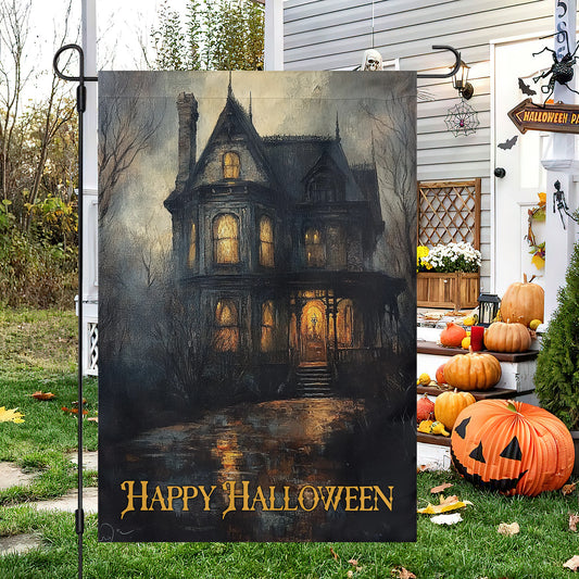 Happy Halloween, Halloween Garden Flag & House Flag, Mystery Outdoor Decor, Spooky Yard Decor Gift For Dark House Lovers