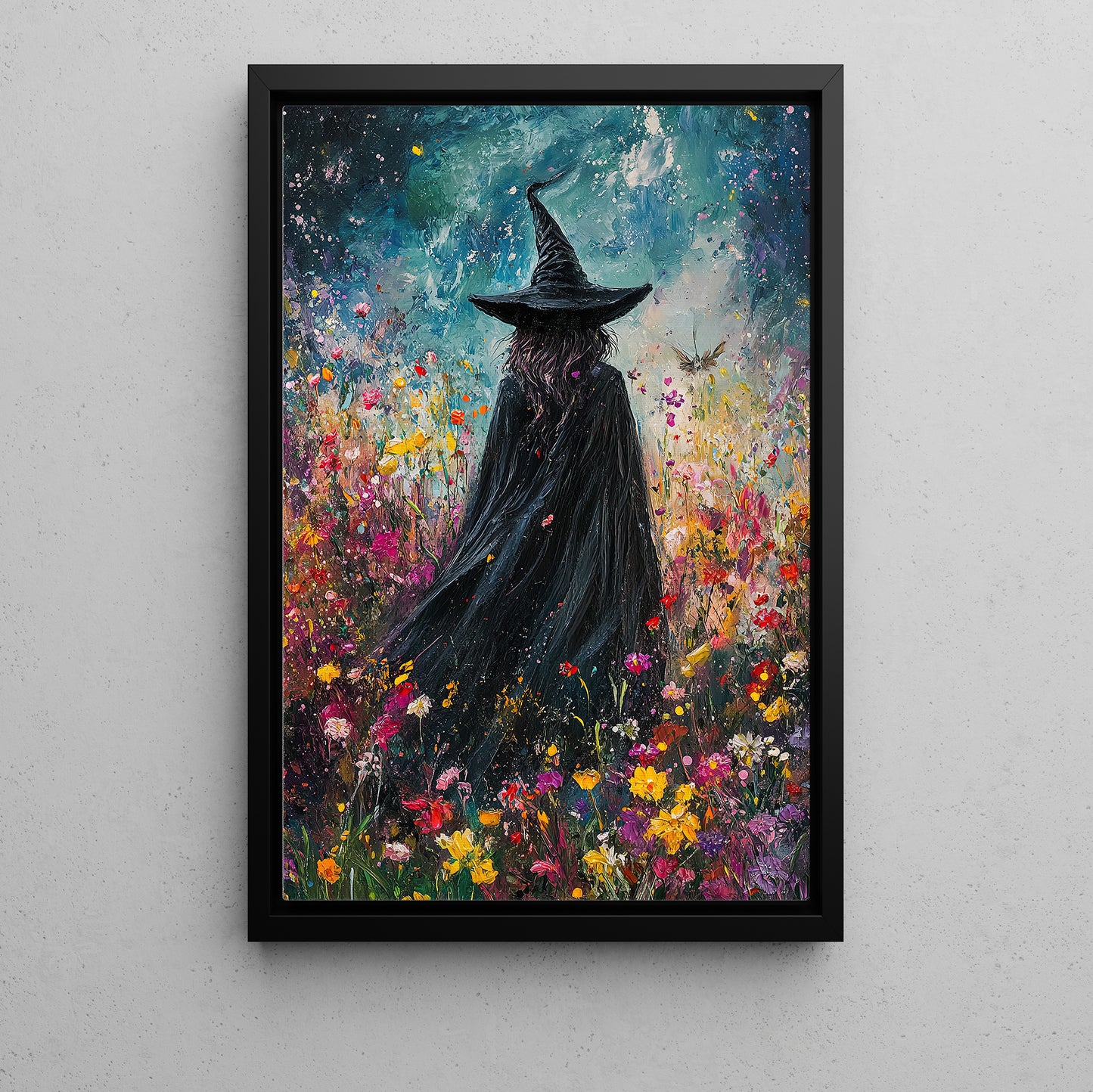 Floral Whisperings, Witches Canvas Painting, Spooky Season Wall Art Decor, Halloween Poster Gift For Witch Lovers