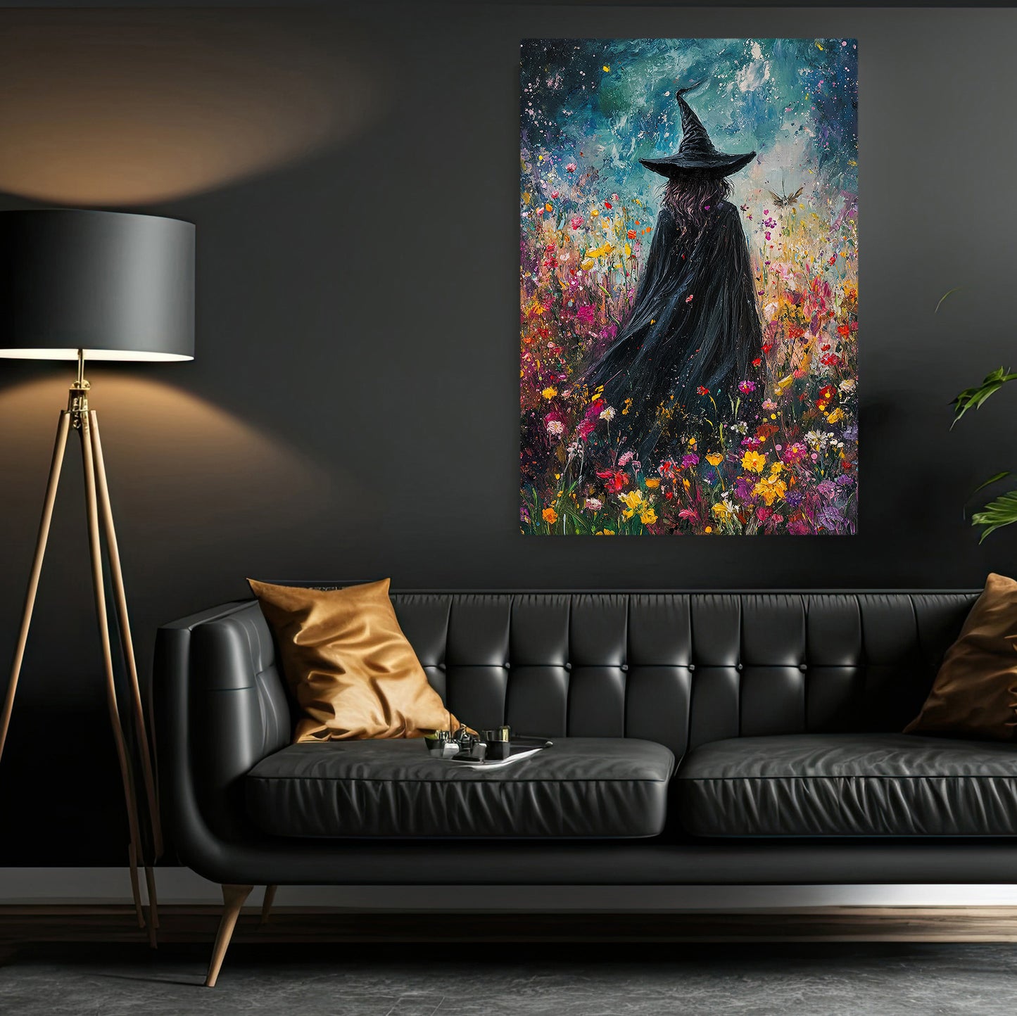 Floral Whisperings, Witches Canvas Painting, Spooky Season Wall Art Decor, Halloween Poster Gift For Witch Lovers