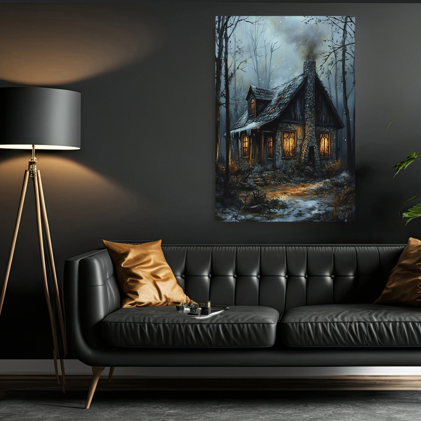 Enchanted Winter Eve, Mystery Canvas Painting, Spooky Season Wall Art Decor, Halloween Poster Gift For House Lovers