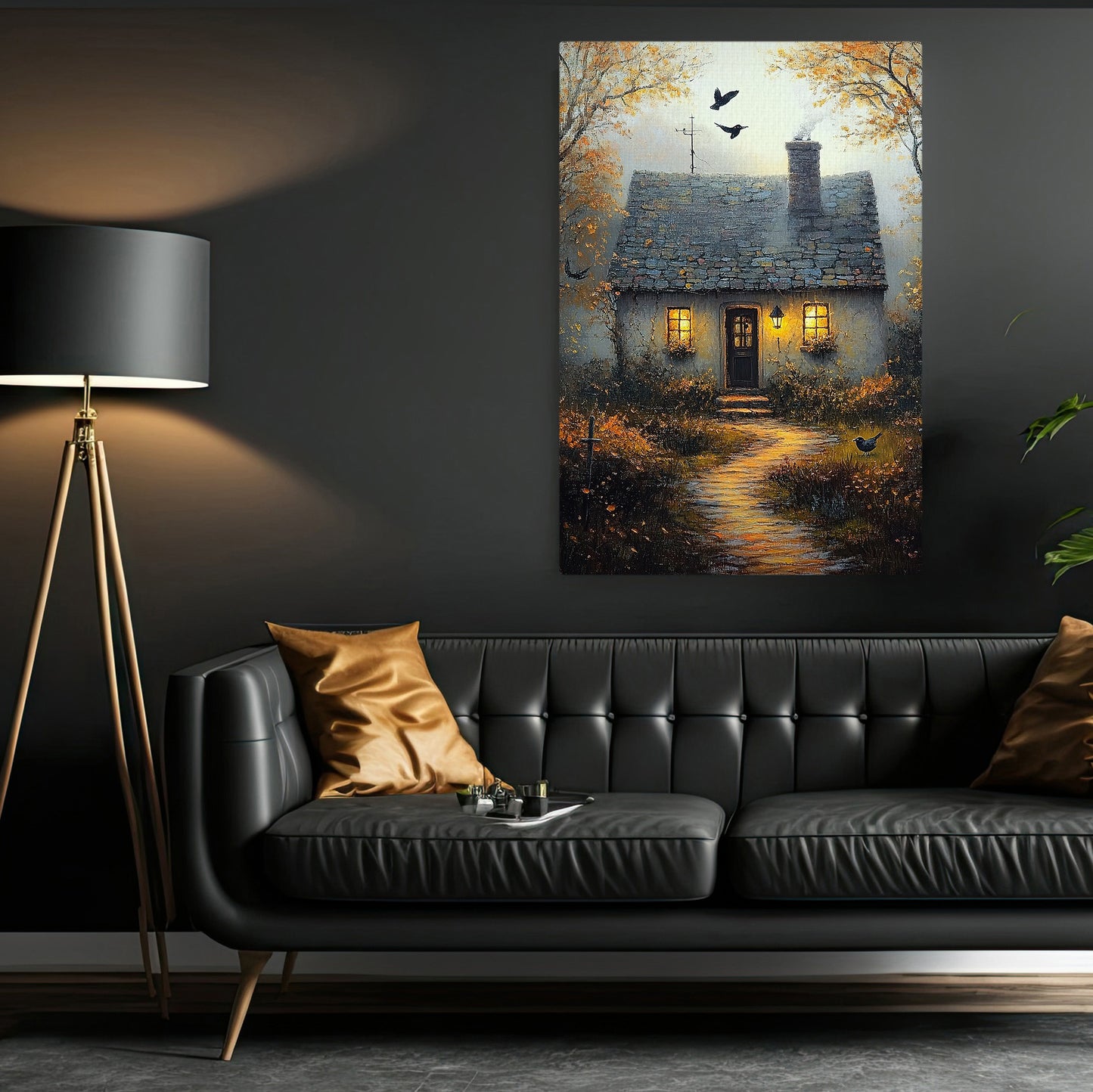 Homeward Bound, Country House Canvas Painting, Autumn Wall Art Decor, Poster Gift For House Lovers