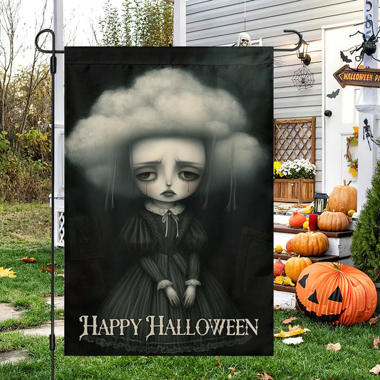Happy Halloween, Halloween Garden Flag & House Flag, Baby Doll Outdoor Decor, Spooky Yard Decor Gift For Doll Lovers