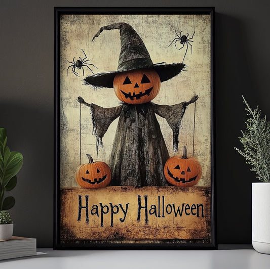 The Pumpkin Scarecrow's, Pumpkin Canvas Painting, Spooky Season Wall Art Decor, Halloween Poster Gift For Pumpkin Lovers