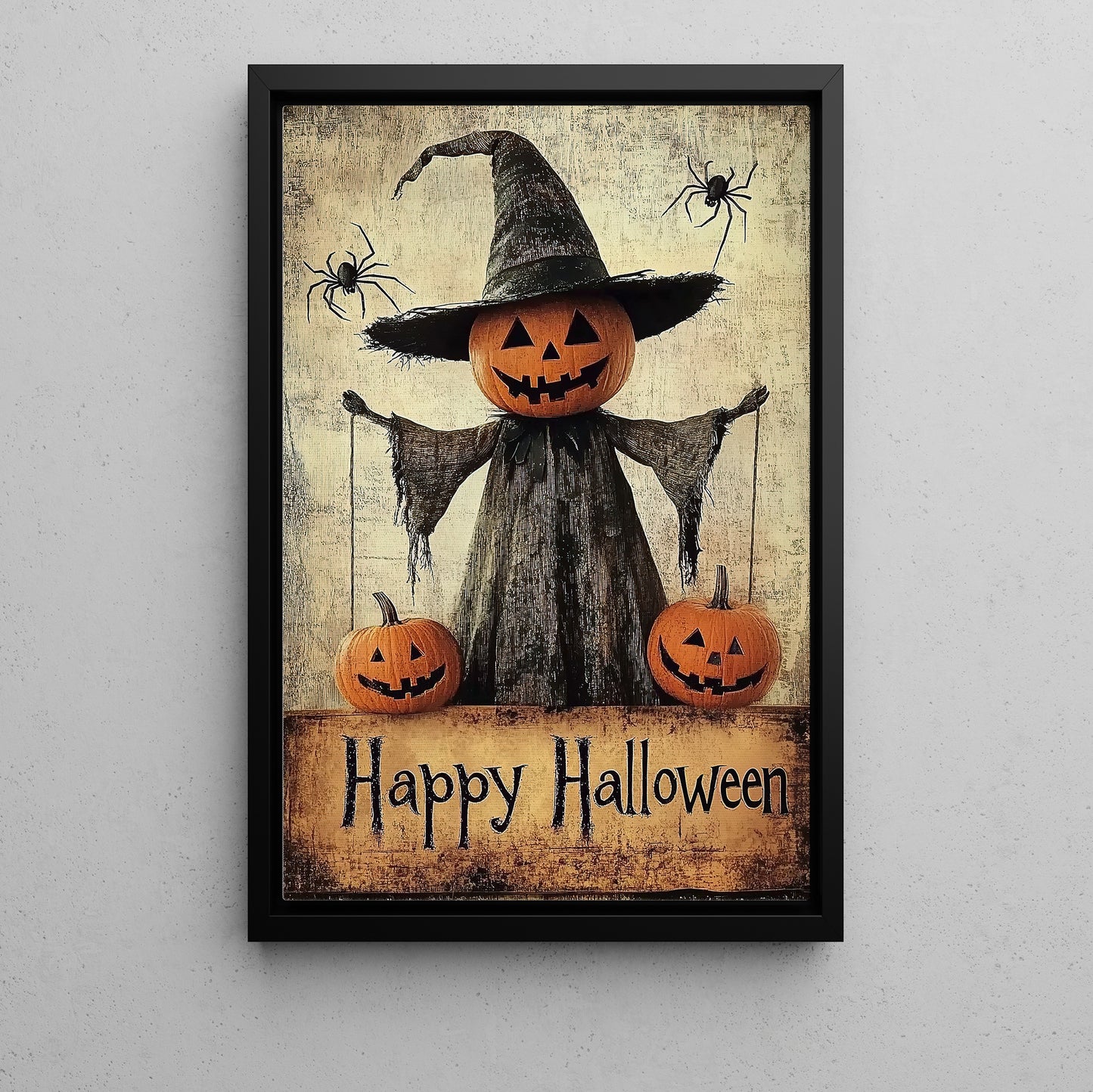 The Pumpkin Scarecrow's, Pumpkin Canvas Painting, Spooky Season Wall Art Decor, Halloween Poster Gift For Pumpkin Lovers