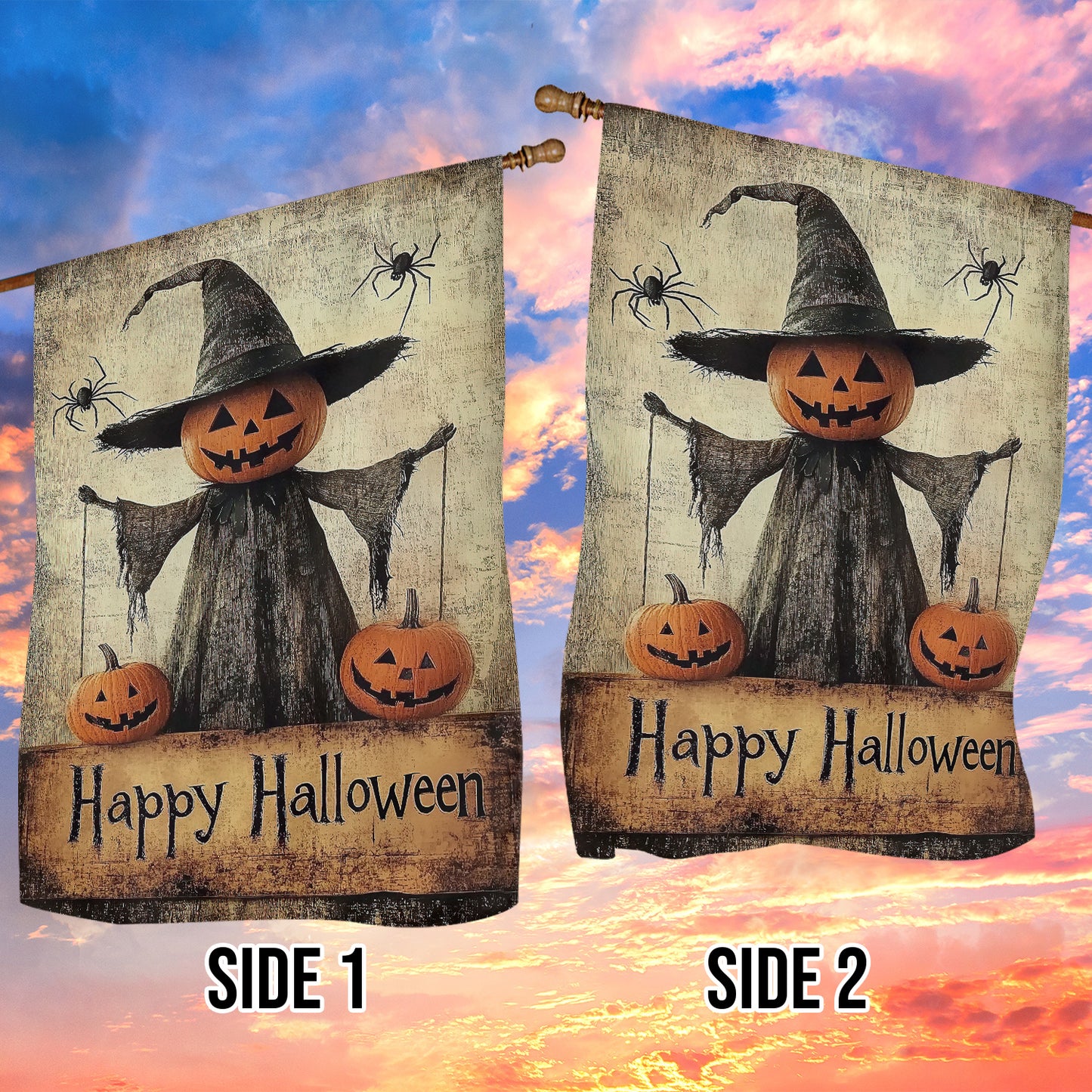 The Pumpkin Scarecrow's, Halloween Garden Flag & House Flag, Pumpkin Outdoor Decor, Spooky Yard Decor Gift For Witch Lovers