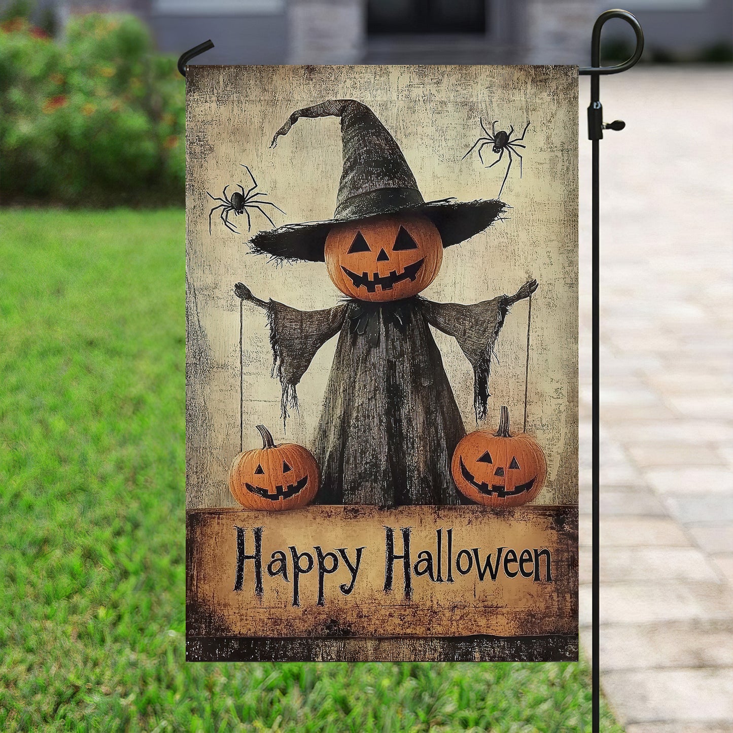 The Pumpkin Scarecrow's, Halloween Garden Flag & House Flag, Pumpkin Outdoor Decor, Spooky Yard Decor Gift For Witch Lovers