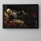 Rest In Roses, Skeleton Canvas Painting, Spooky Season Wall Art Decor, Halloween Poster Gift For Skull Lovers