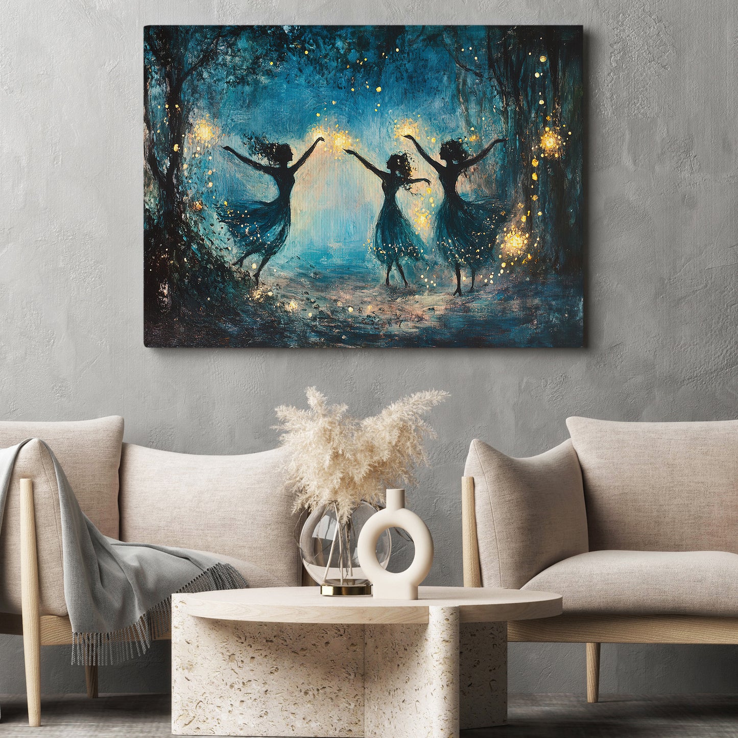 Enchanted Ballet, Angel Canvas Painting, Moonlit Dance Wall Art Decor, Halloween Poster Gift For Ballet Lovers