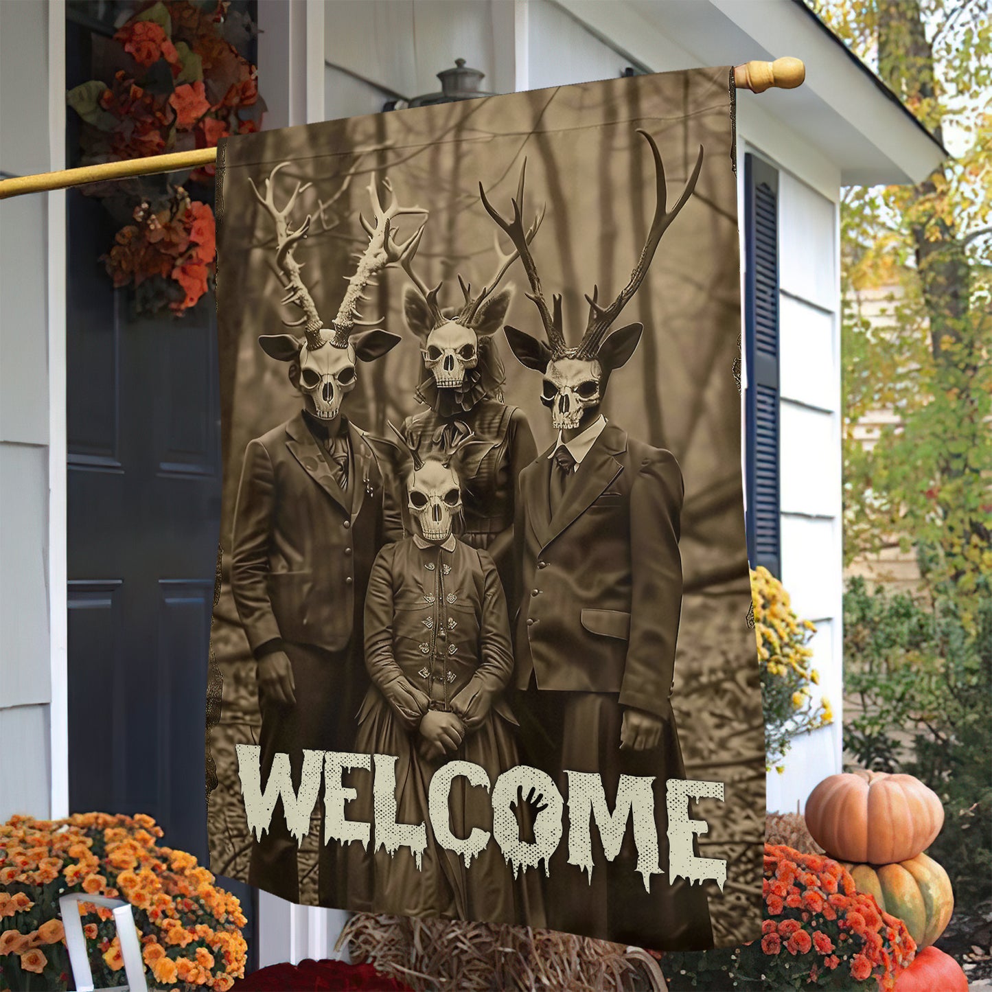 Welcome, Halloween Garden Flag & House Flag, Witch Outdoor Decor, Spooky Yard Decor Gift For Witch Lovers