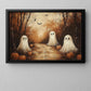 Interesting Three Ghost Halloween Canvas Painting, Ghost Meeting, Spooky Season Wall Art Decor, Halloween Poster Gift