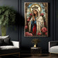 Virgin Mary Stained Glass Canvas Painting, Holy Mother Mary Wall Art Decor, Poster Gift To Decor House Or Office