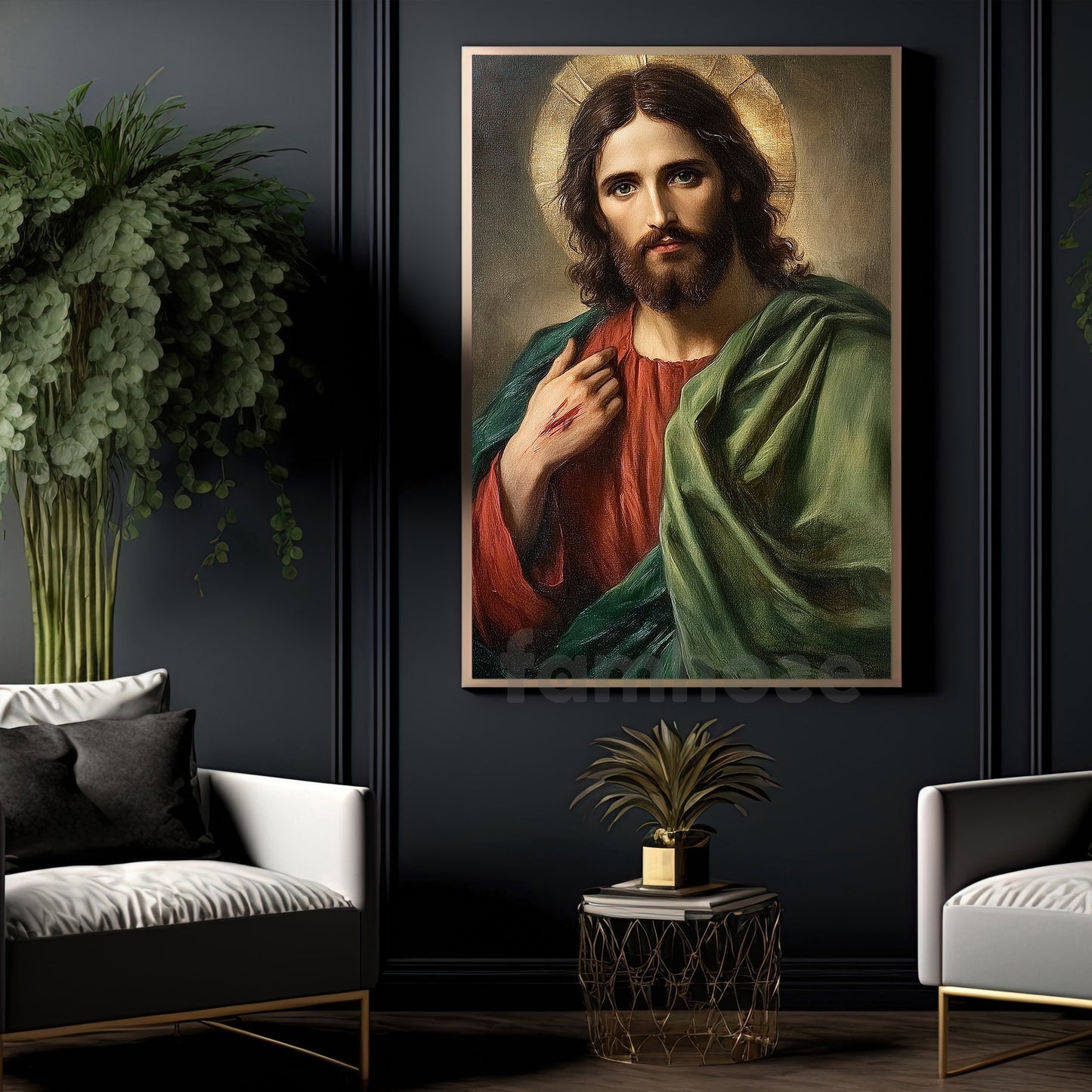Jesus Canvas Painting, Sacred Heart Of Jesus Wall Art Decor, Poster Gift For Jesus Lovers