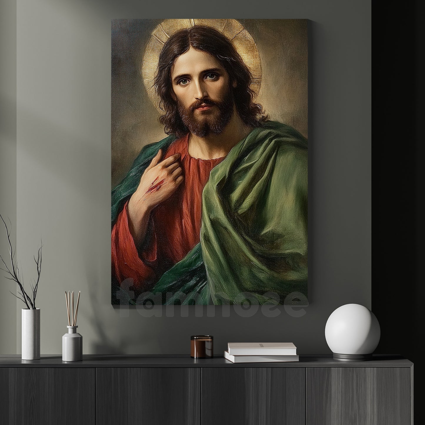 Jesus Canvas Painting, Sacred Heart Of Jesus Wall Art Decor, Poster Gift For Jesus Lovers