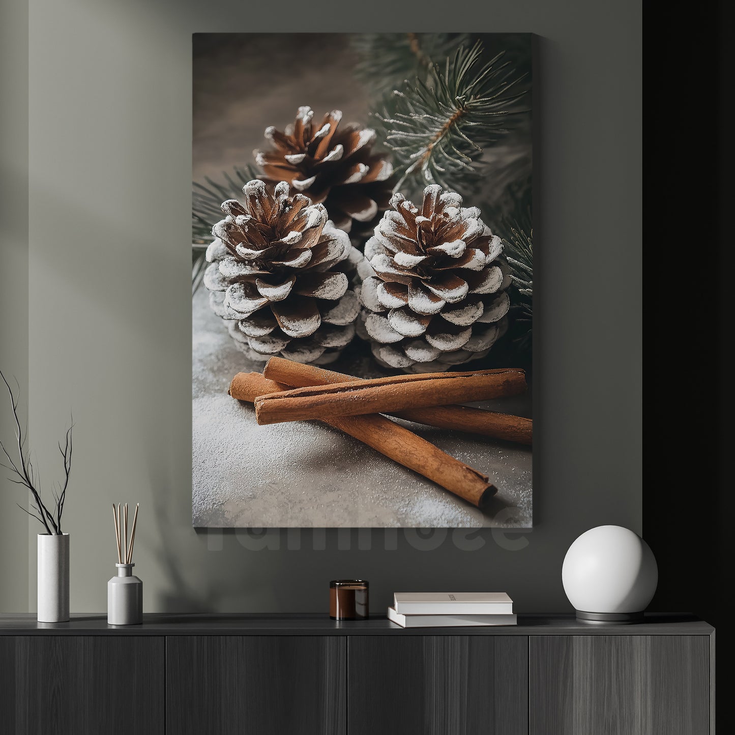 Christmas Canvas Painting, Nature's Winter Touch Wall Art Decor, Xmas Poster Gift