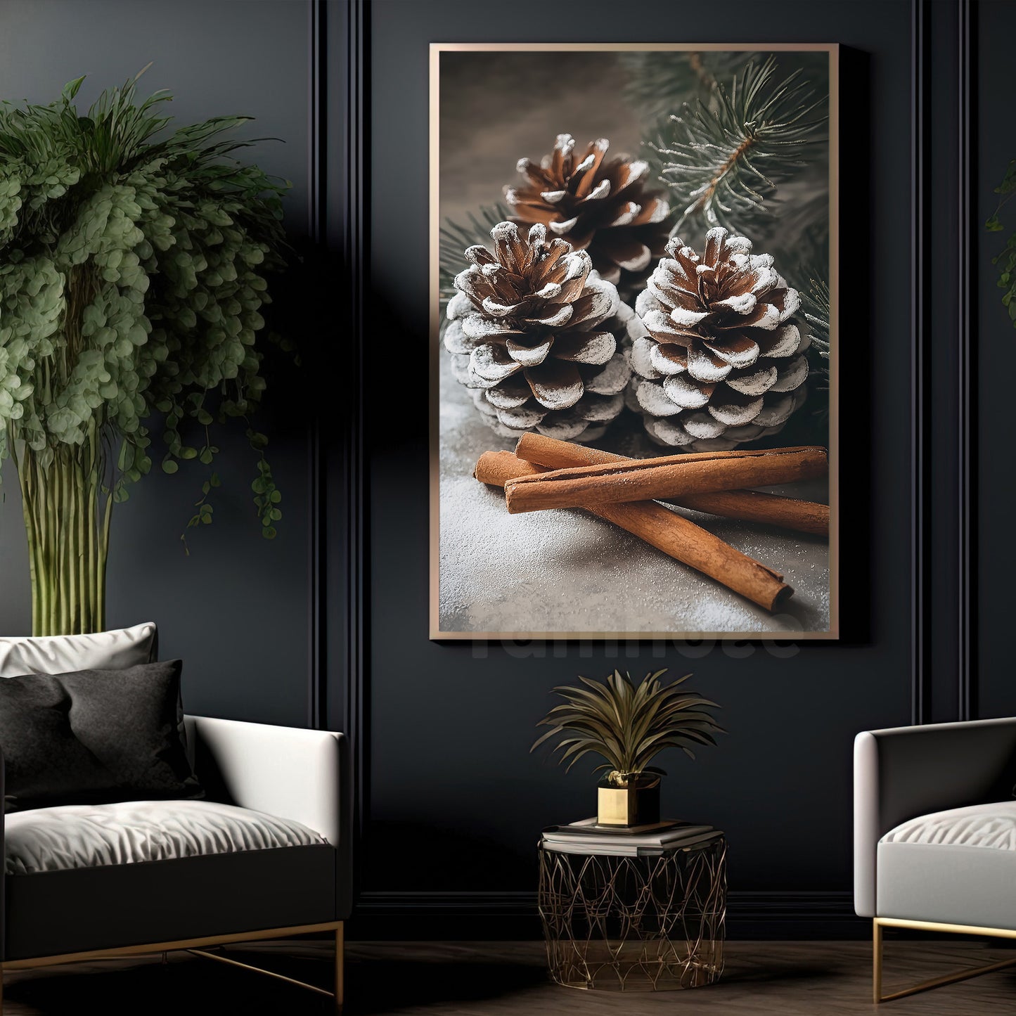 Christmas Canvas Painting, Nature's Winter Touch Wall Art Decor, Xmas Poster Gift