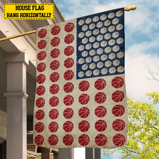 July 4th Basketball American Garden Flag House Flag, Independence Day Patriotic Basketball USA Yard Flag Gift For Basketball Lovers