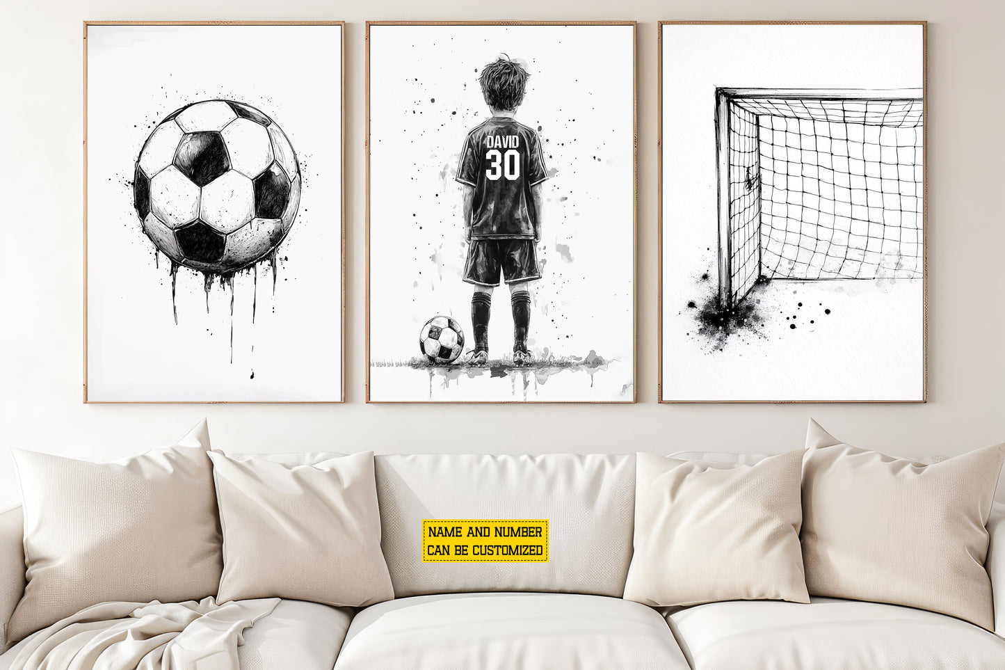 Personalized Set Of 3 Soccer Boy Canvas Painting, Where Legends Begin Sport Wall Art Decor, Poster Gift For Soccer Lovers