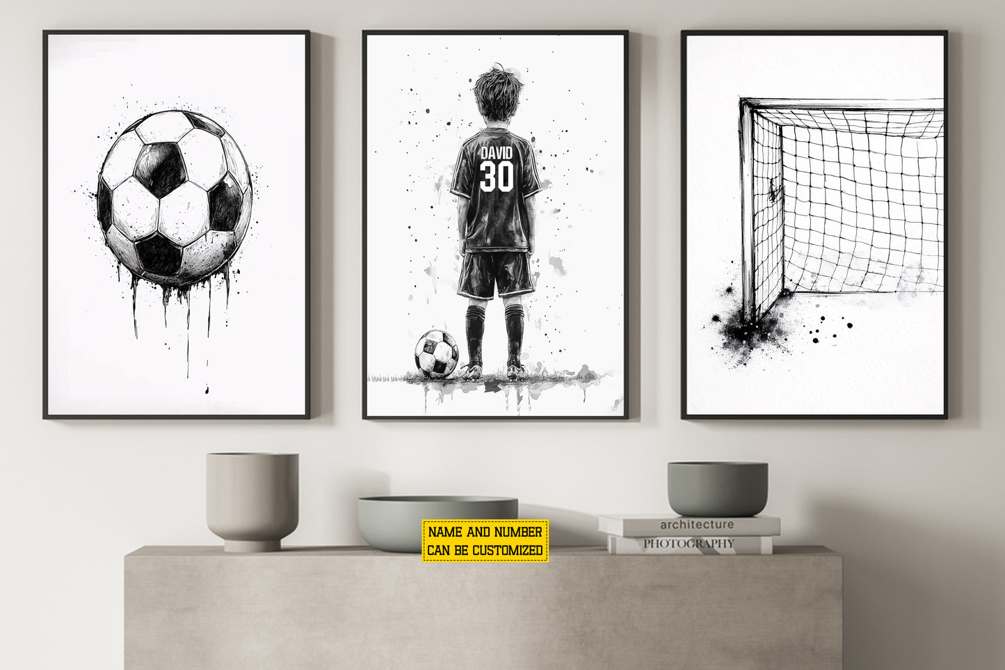 Personalized Set Of 3 Soccer Boy Canvas Painting, Where Legends Begin Sport Wall Art Decor, Poster Gift For Soccer Lovers