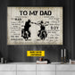 Personalized Biker Dad Son Canvas Painting, To My Dad I Know It's Not Easy Wall Art Decor, Poster Father's Day Gift For Motorcycle Lovers