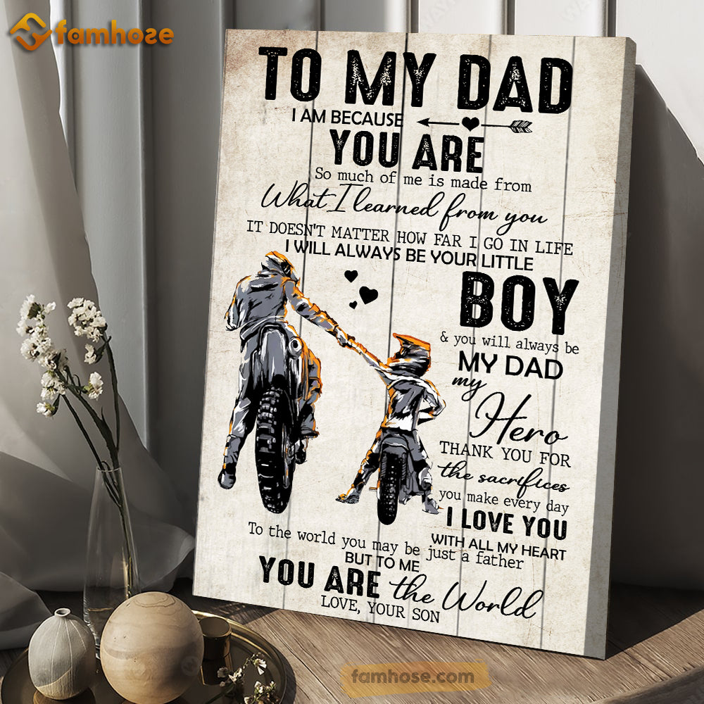 Father's Day Biker Poster & Canvas, To My Dad So Much Of Me Is Made From You Poster/Canvas Wall Art Gift For Motorcycle Lovers